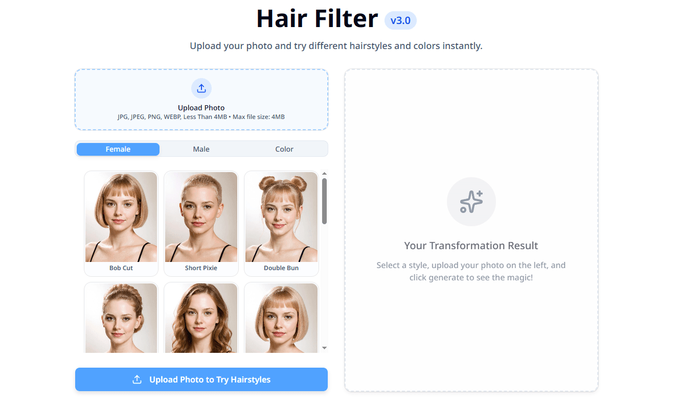 AI hairstyle - AI Virtual Hairstyle Try-On