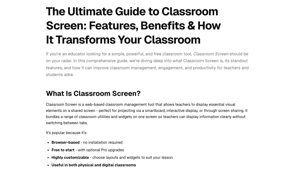 Classroom Screen - Automate clasroom management
