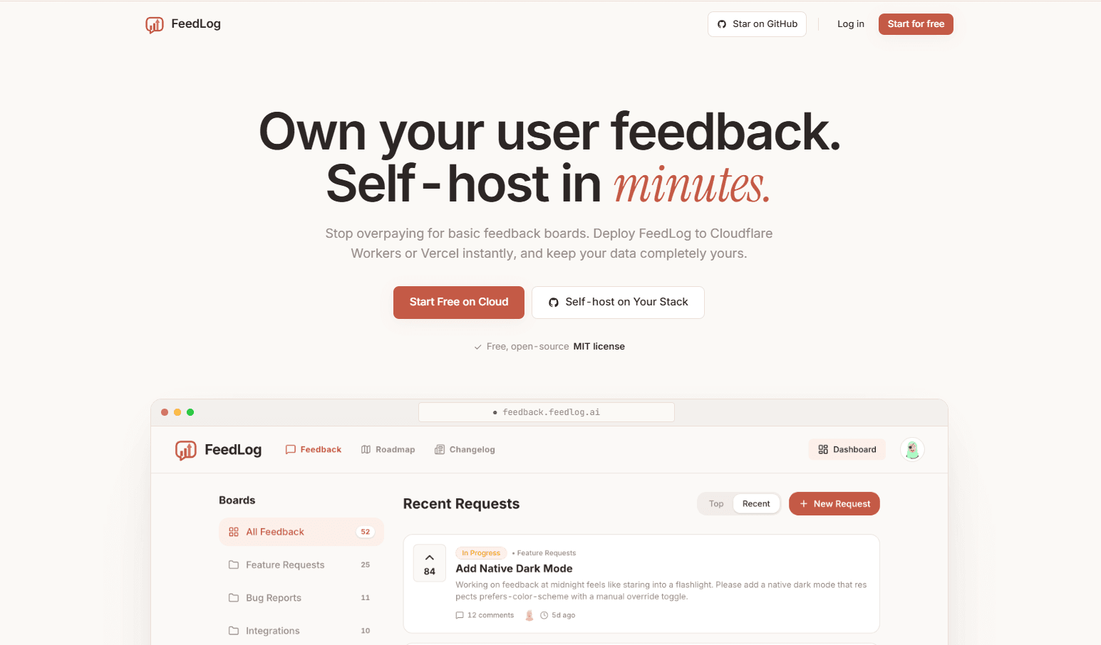 Feedlog - feedback&roadmap&changelog