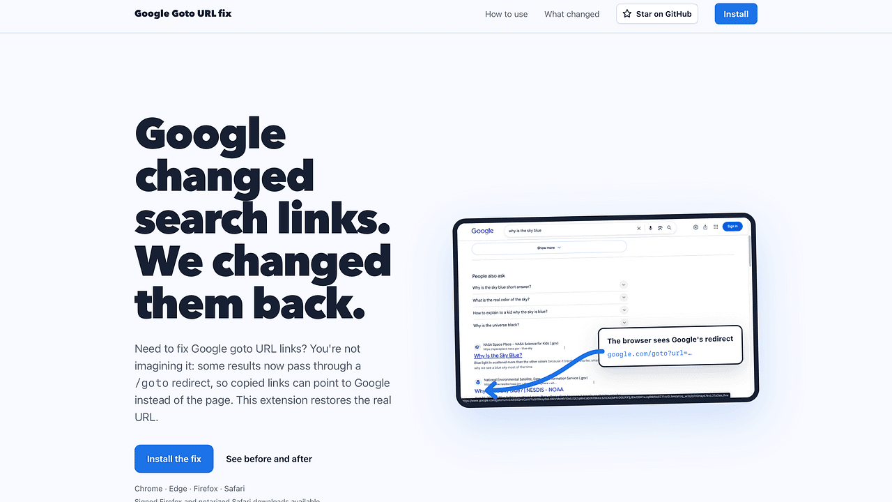 GoogleGotoUrl - Real URLs Back in Google