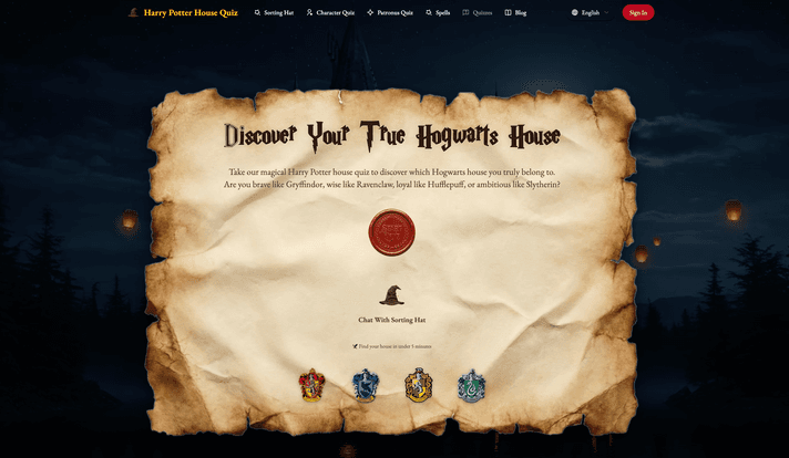 Harry Potter House Quiz - Discover your Hogwarts house!