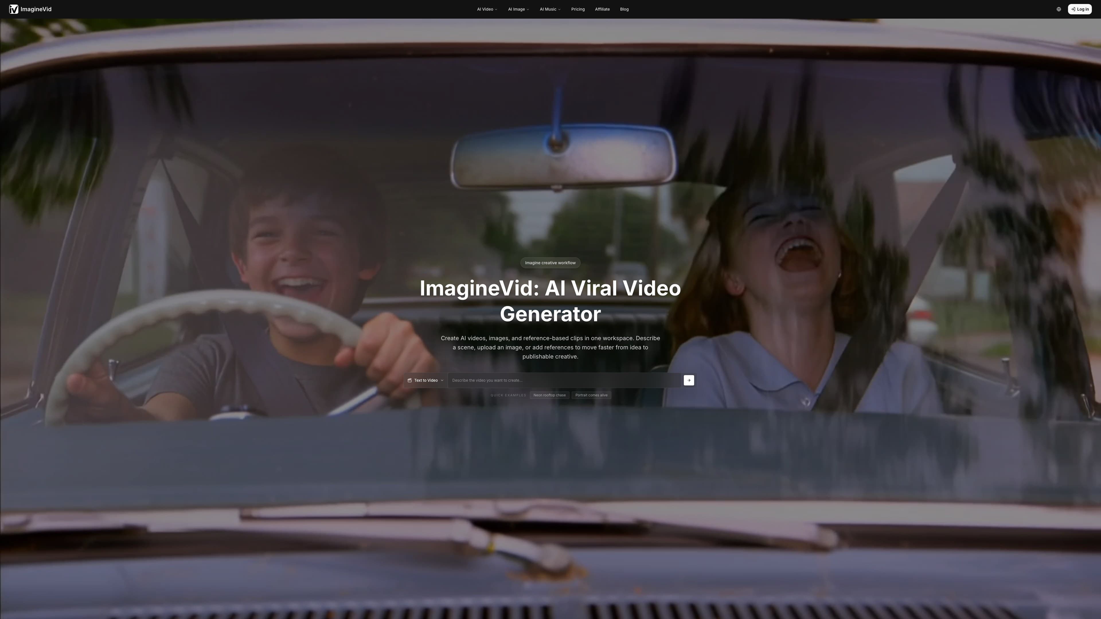 ImagineVid AI Video Generator - Create videos with audio