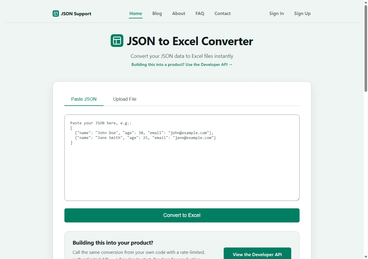 JSON Support - Convert JSON to Excel instantl