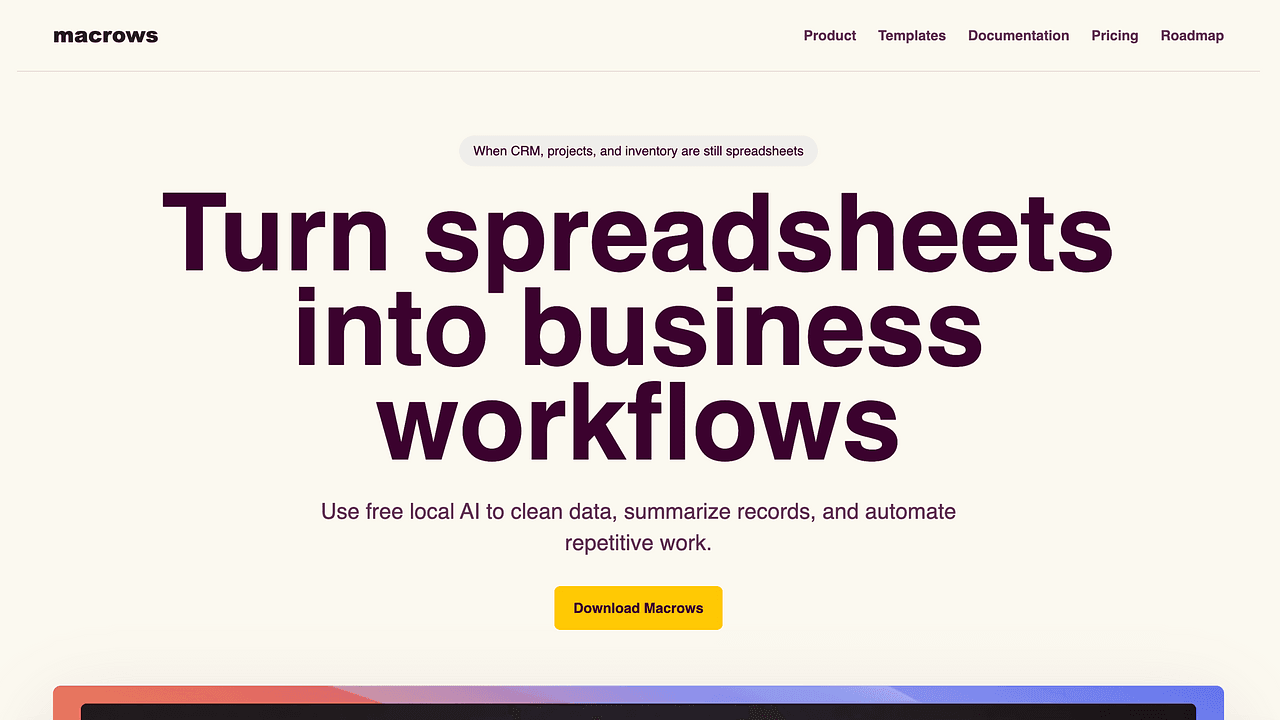 Macrows - Spreadsheets meet databases