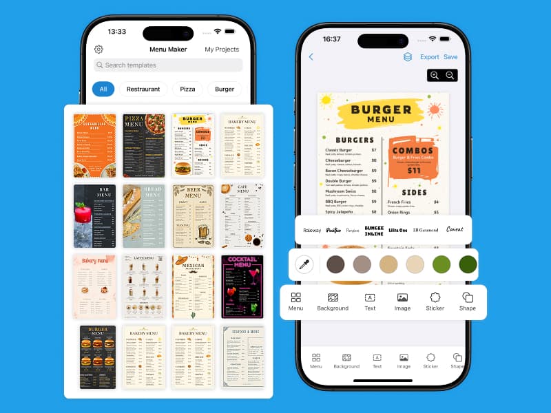 Menu maker app - Design Your Menu Easily