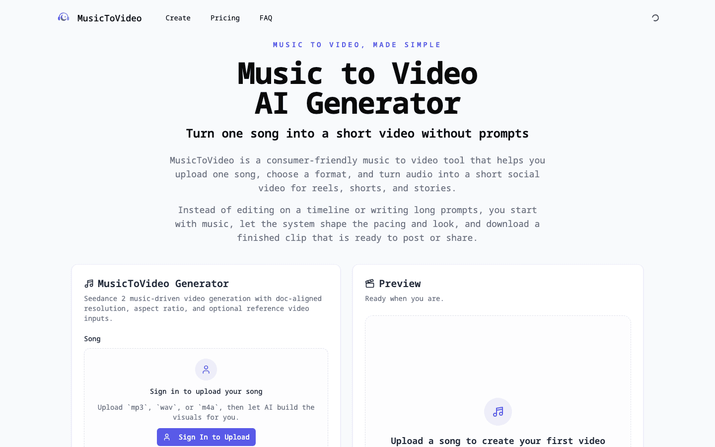 musictovideo.im - Turn music into videos with AI