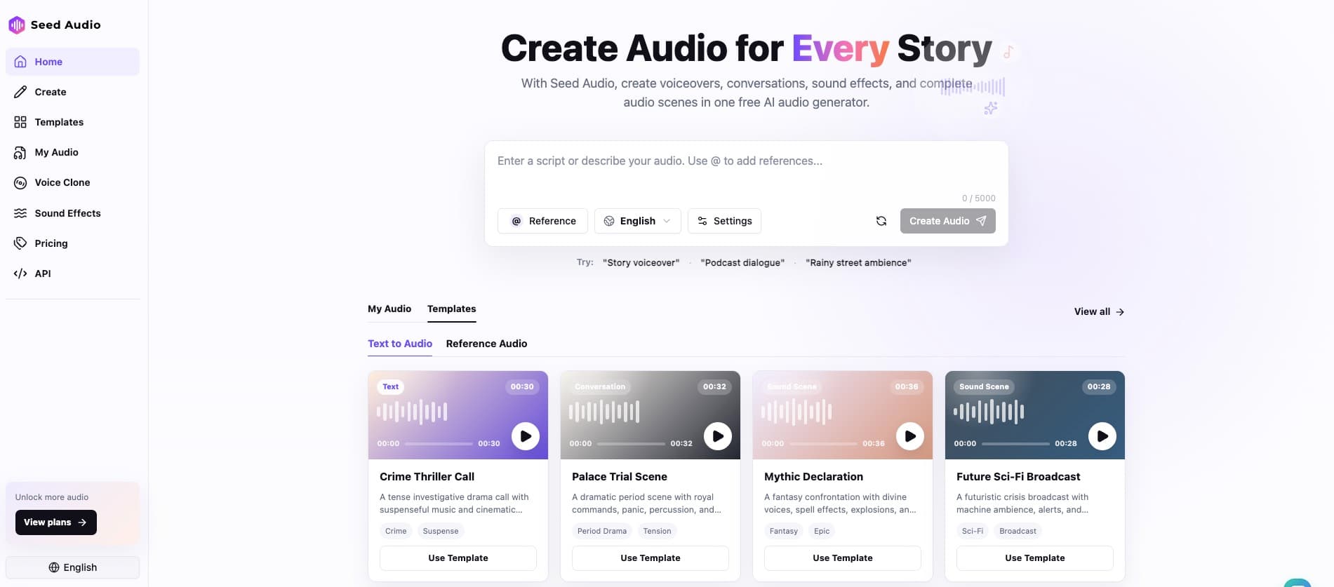 Seed Audio - AI audio creation workspace