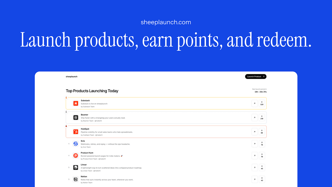 SheepLaunch - Gamified product launches