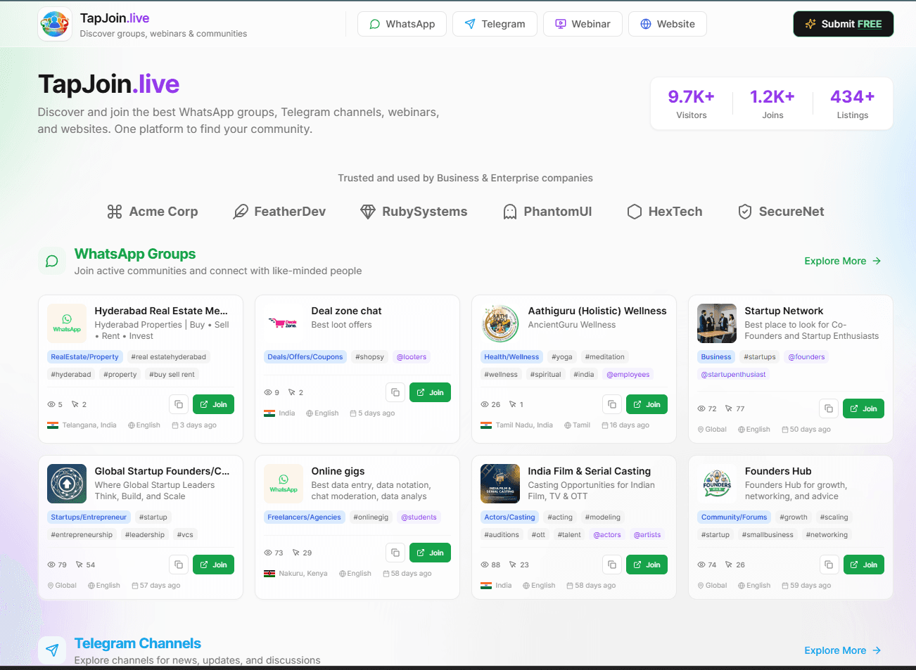 TapJoin.live - Tap & Join Communities