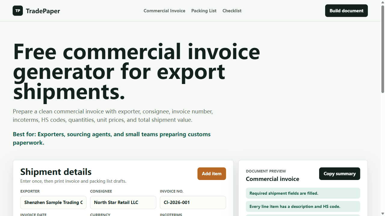 TradePaper Tools - Export paperwork tools