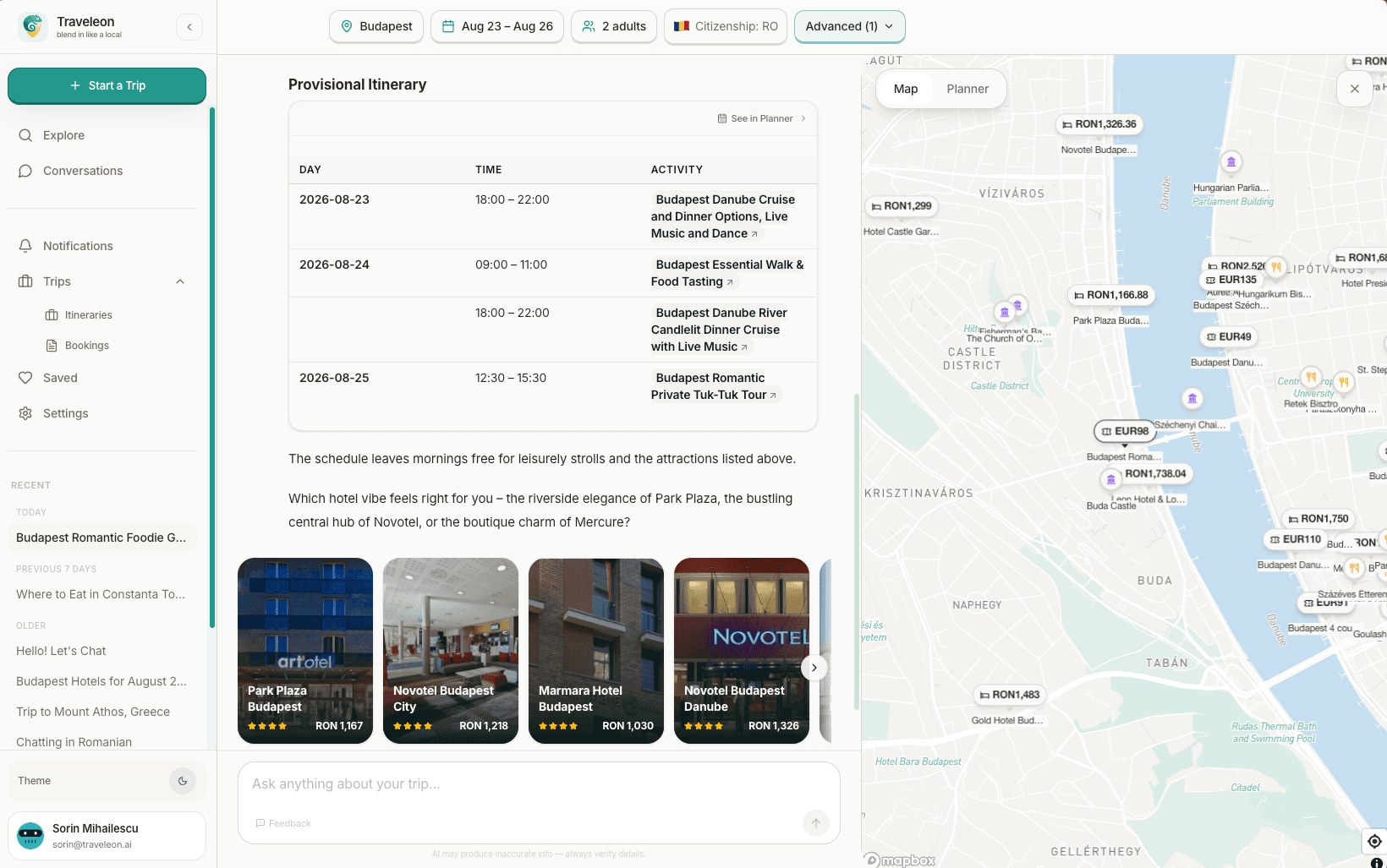 Traveleon - AI trip planner
