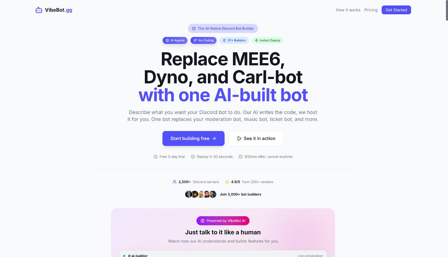 VibeBot.gg - AI Discord Bot Builder