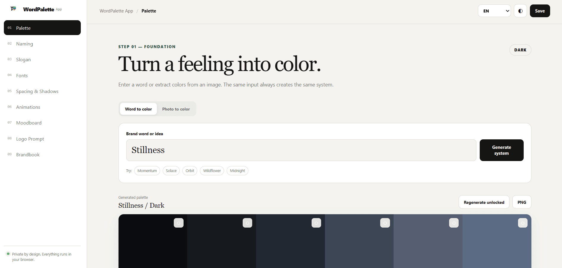 WordPalette Generator - Generate a brand palette