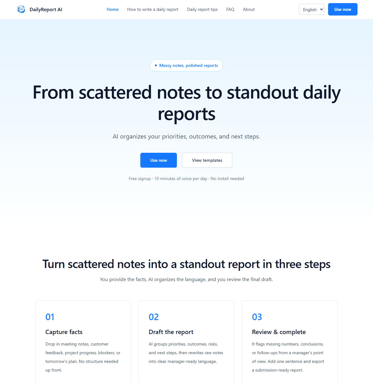 workreport - notes into  daily reports
