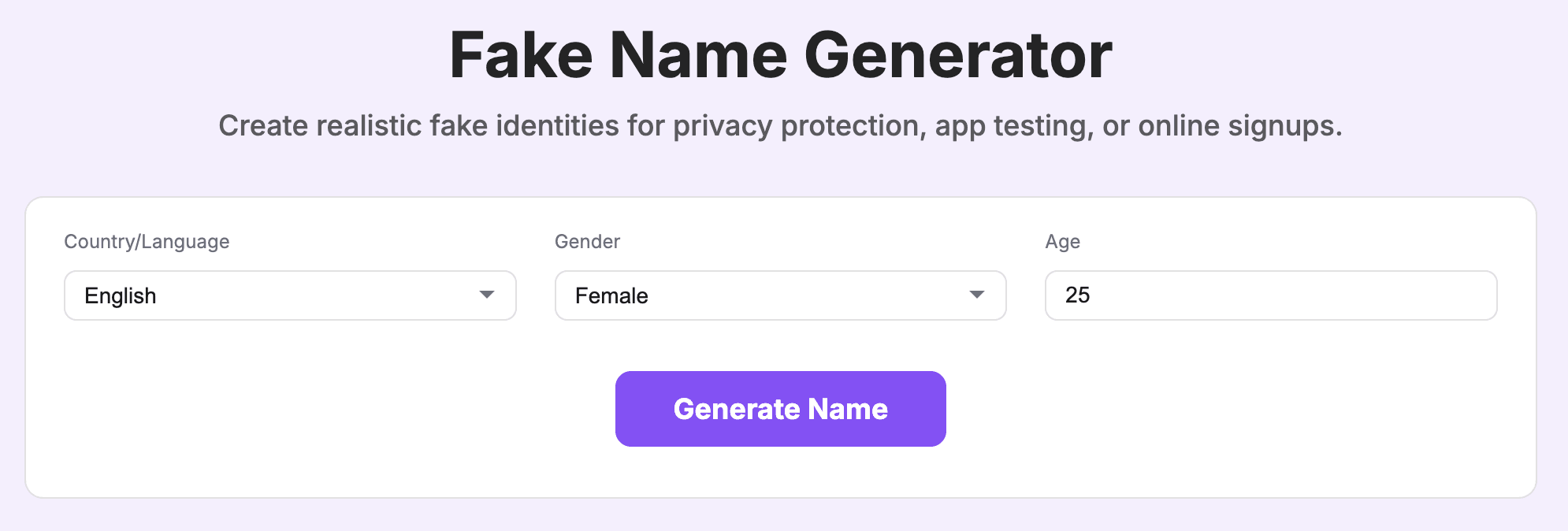 Fake Name Generator