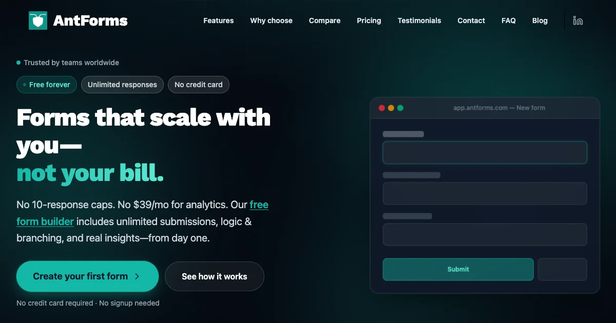AntForms - Unlimited Responses + AI