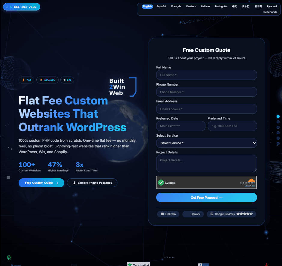 BuiltToWinWeb - Fast custom PHP websites, flat