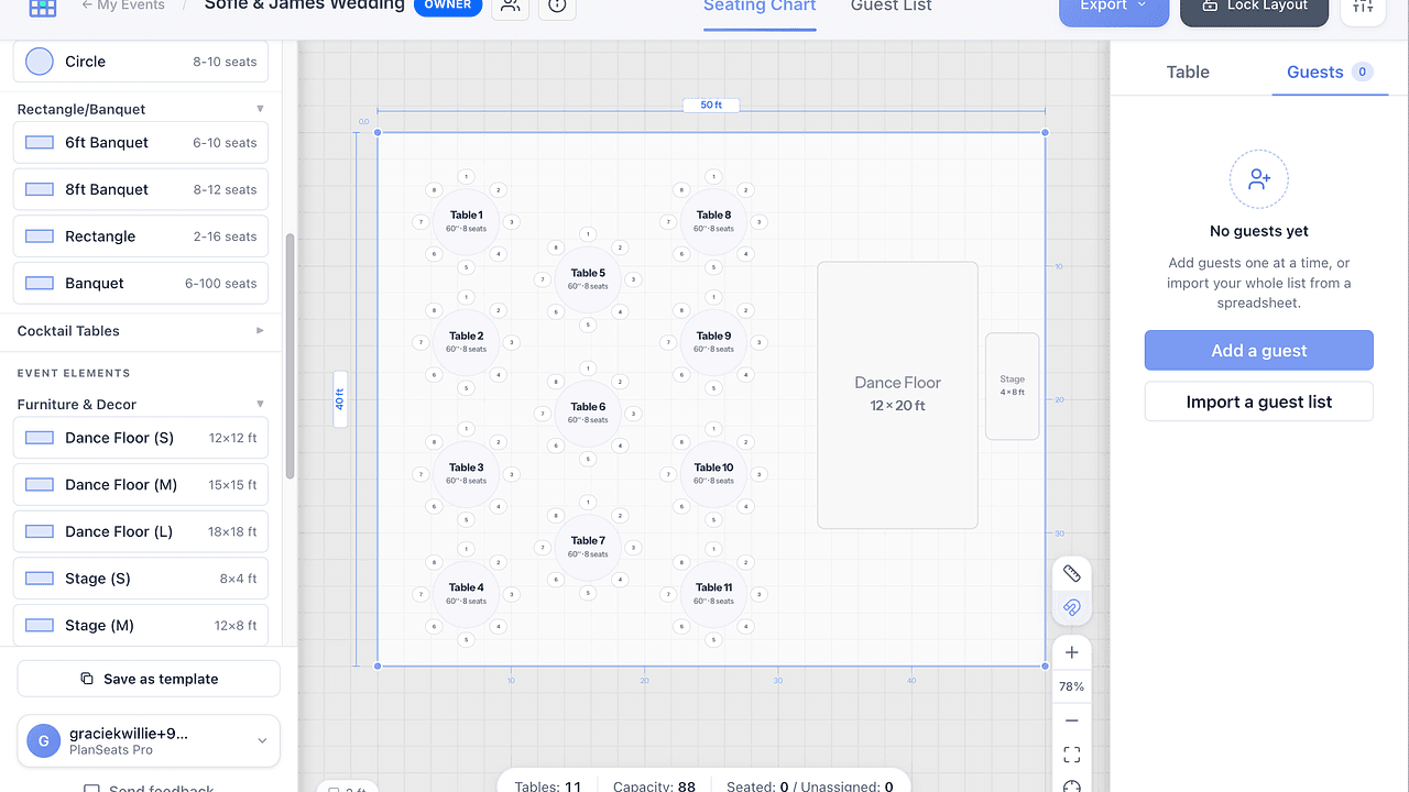 PlanSeats - Drag-drop seating charts, made