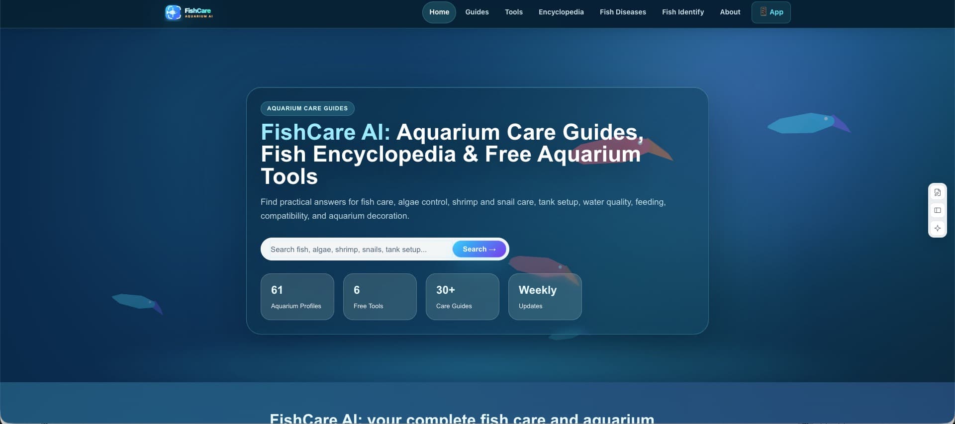 FishCare AI - Aquarium care guides and fish identification tools