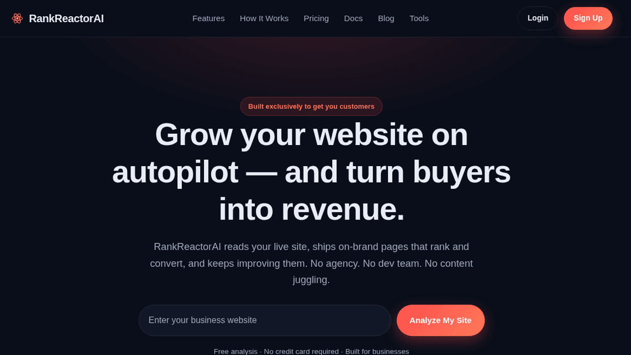 RankReactorAI - Set-and-forget growth: SEO articles + UGC videos