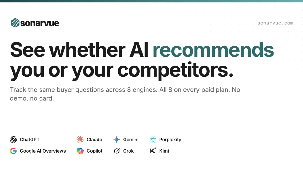 Sonarvue - Track what ChatGPT, Gemini, and other AI engines recommend instead of your brand across eight answer engines.