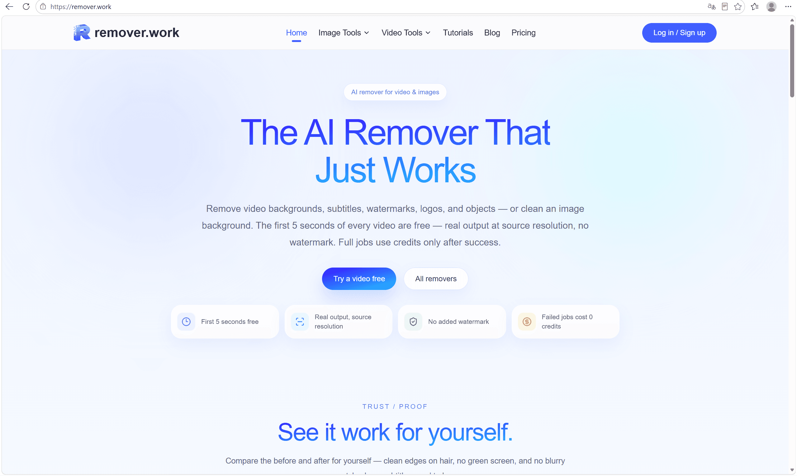 remover.work - Remove anything from video. Preview 5 seconds free.
