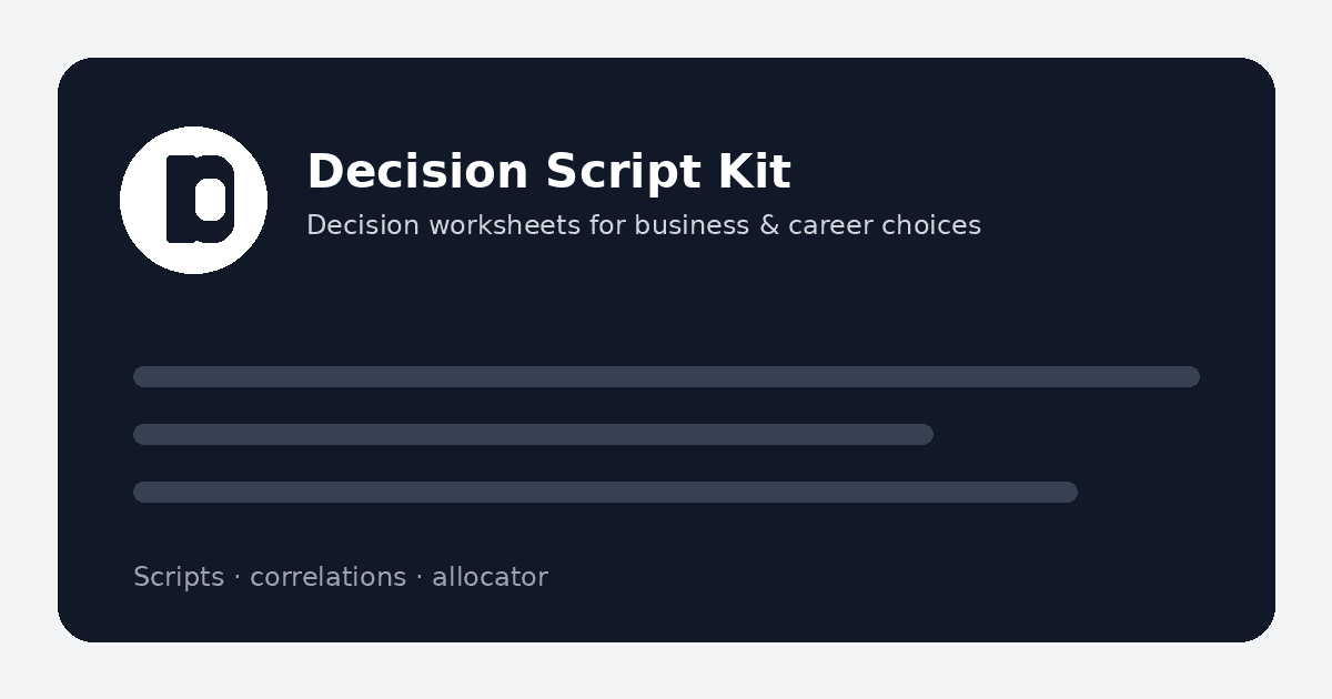Decision Script Kit - Map multiple plausible futures for a decision instead of weighing pros and cons.