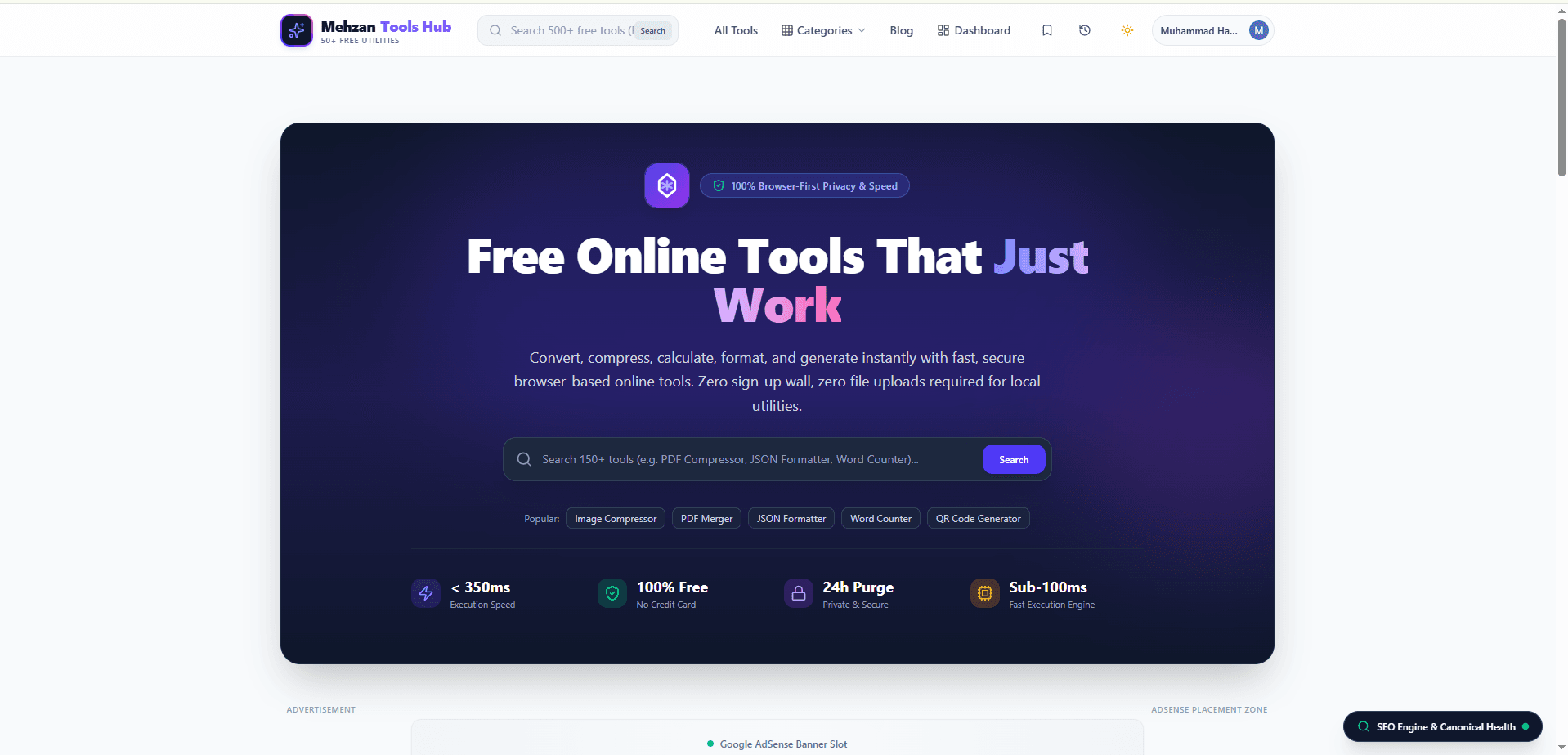Mehzan Tools Hub - 50+ free utilities for develop