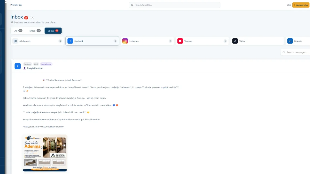 SMailOS - Connect email, social media, and CRM in one workspace to manage customer conversations and team collaboration without switching between tools.
