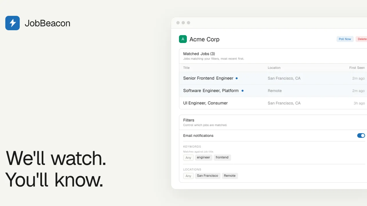 JobBeacon - Monitor company career pages f