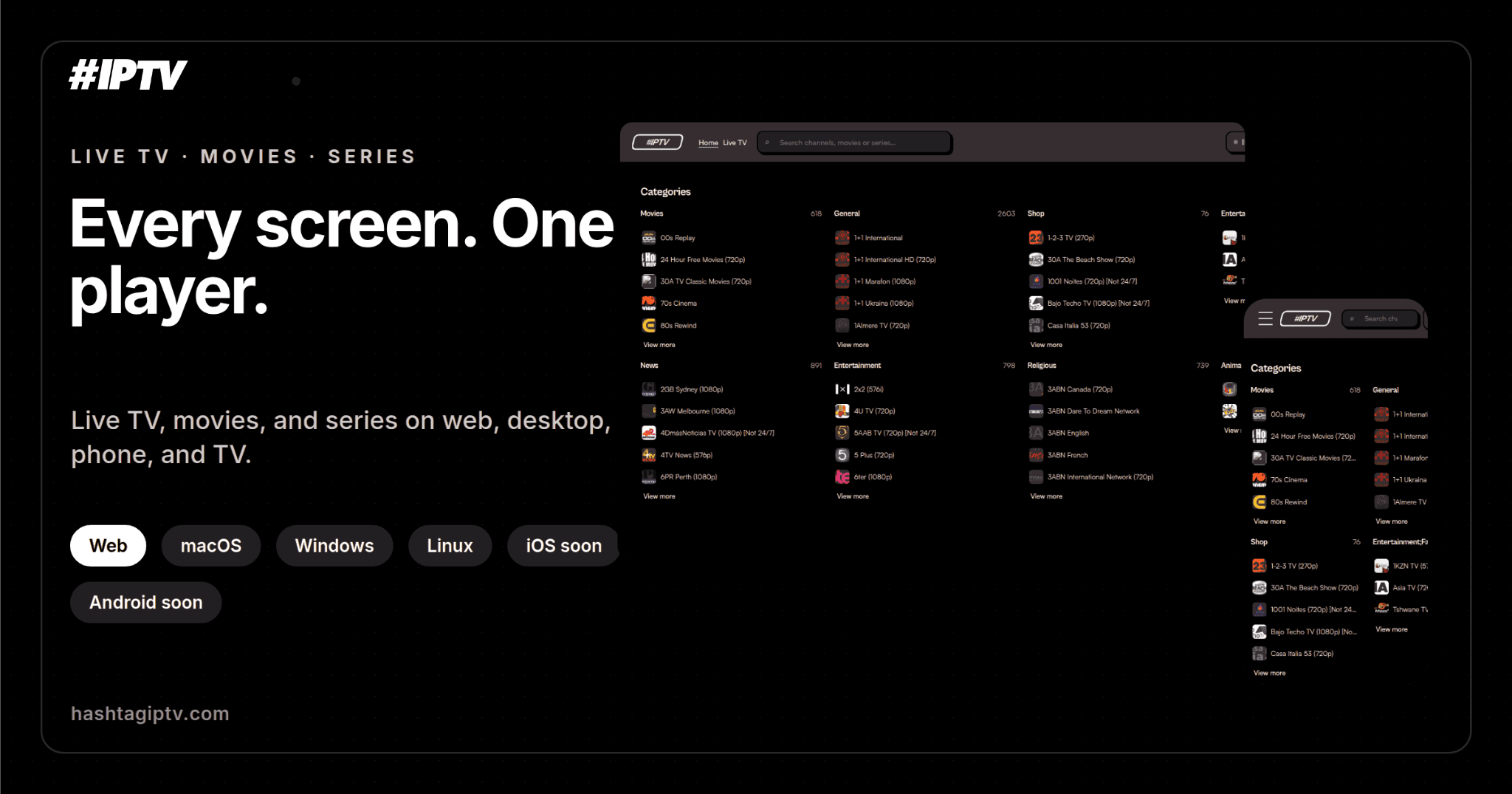 #IPTV - Web IPTV Player - Watch Live TV, movies, & more.