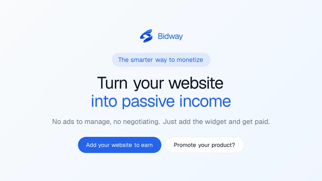 Bidway - Website owners earn passive income by displaying ads from competing advertisers without managing them directly.