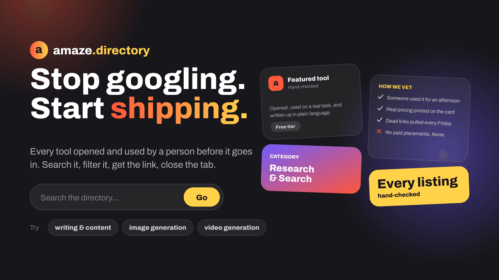amaze.directory - Directory of AI tools, hand-checked before listing