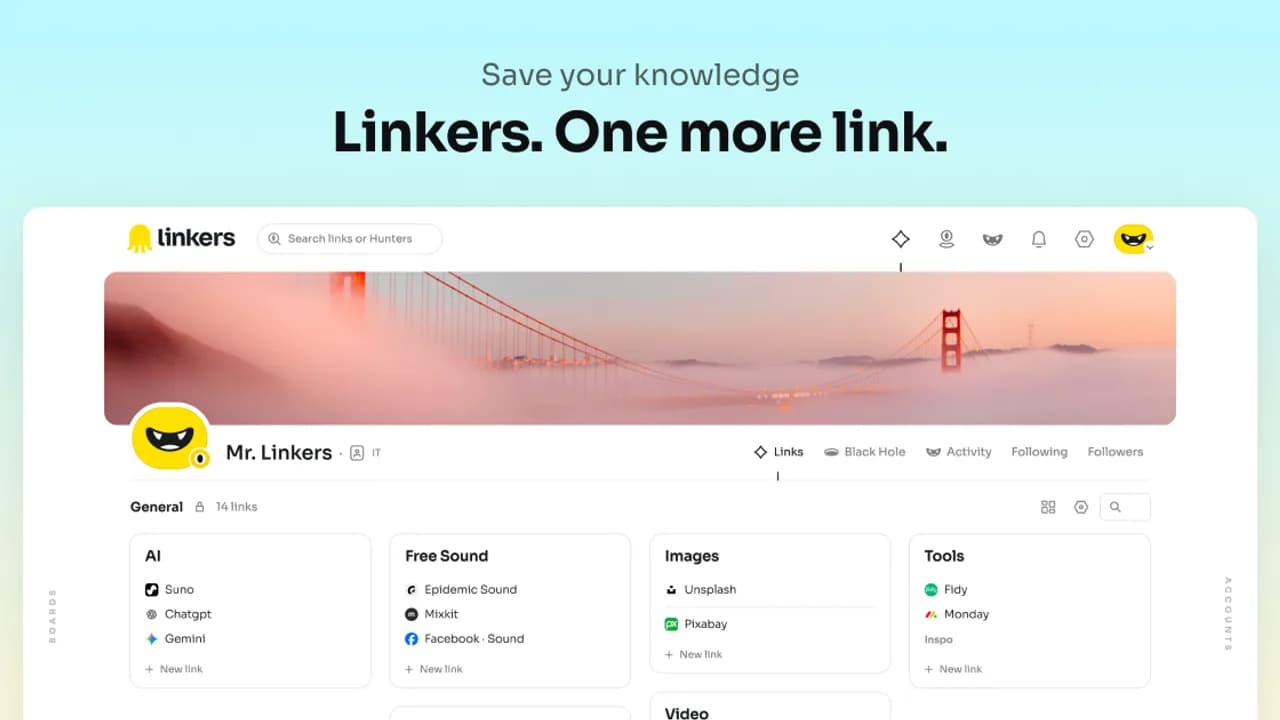 Linkers - Hunt, discover, connect, and organize the links that matter into a connected world of knowledge.