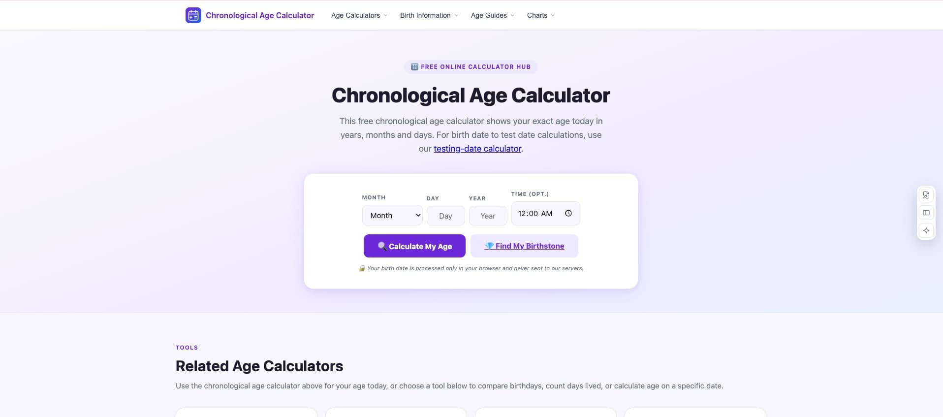 Chronological Age Calculator - Get exact age in years, months