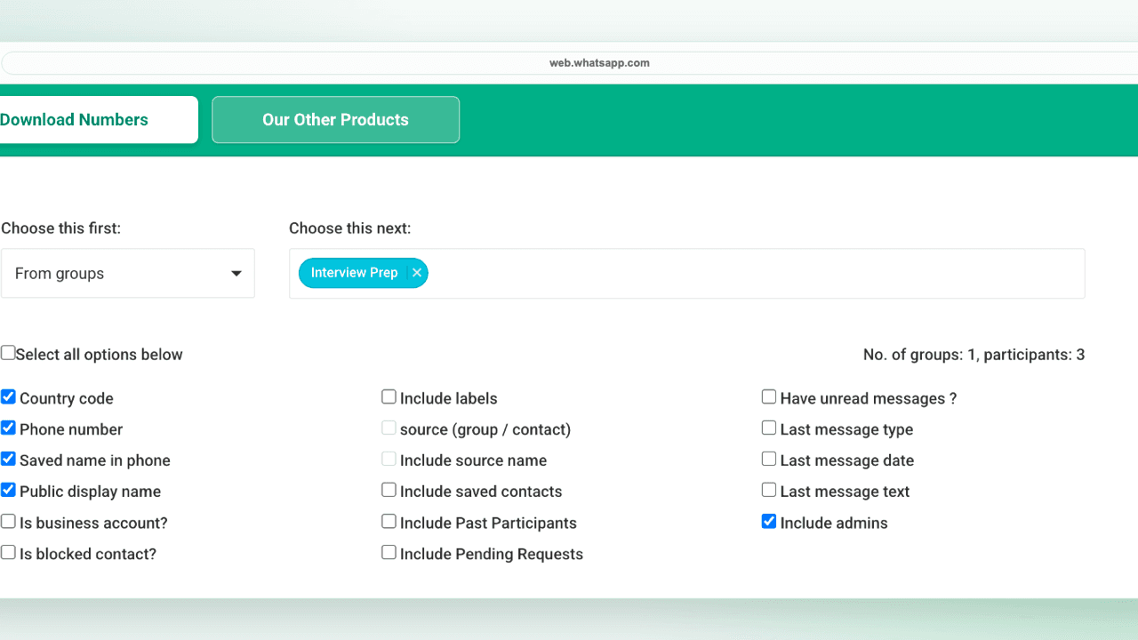 WA - Download Group Phone Numbers - Export WhatsApp group contacts